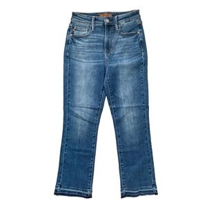 Judy Blue High Waist Vintage Wash Release Hem Kick Flare Denim Jeans Size 1/25